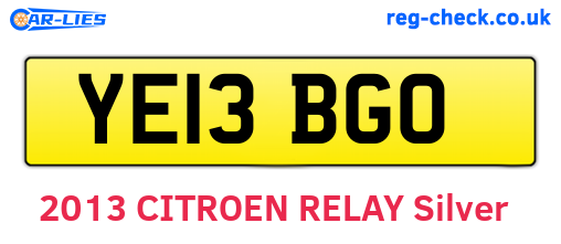 YE13BGO are the vehicle registration plates.