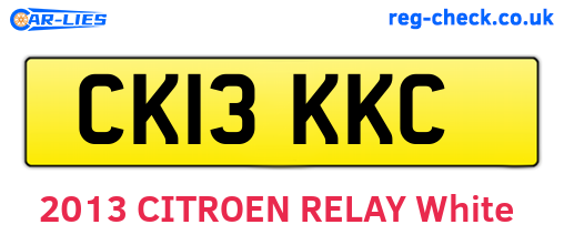 CK13KKC are the vehicle registration plates.