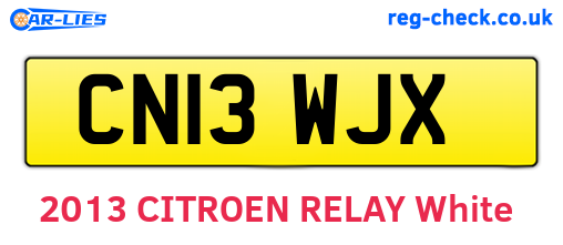 CN13WJX are the vehicle registration plates.