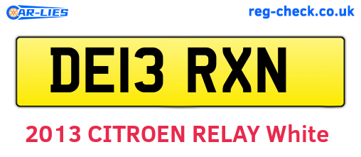 DE13RXN are the vehicle registration plates.
