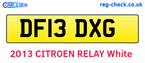 DF13DXG are the vehicle registration plates.