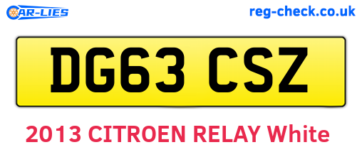 DG63CSZ are the vehicle registration plates.