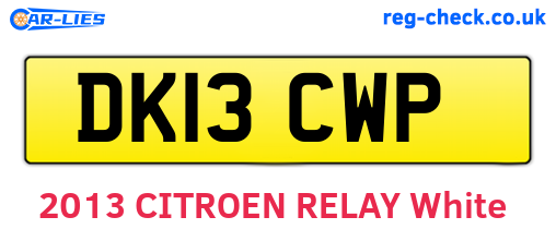 DK13CWP are the vehicle registration plates.