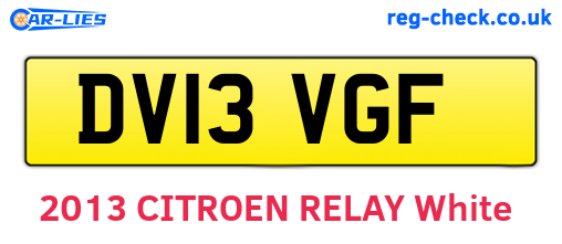 DV13VGF are the vehicle registration plates.