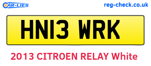HN13WRK are the vehicle registration plates.