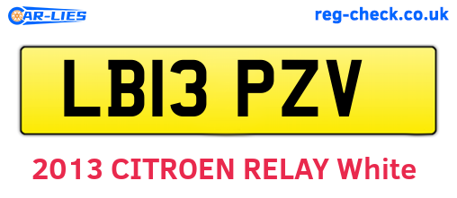 LB13PZV are the vehicle registration plates.