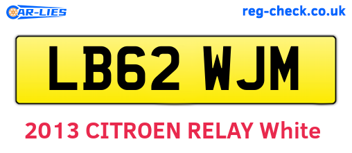 LB62WJM are the vehicle registration plates.