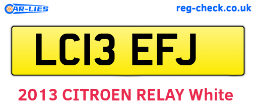 LC13EFJ are the vehicle registration plates.
