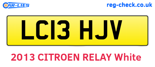LC13HJV are the vehicle registration plates.