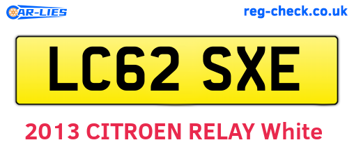LC62SXE are the vehicle registration plates.