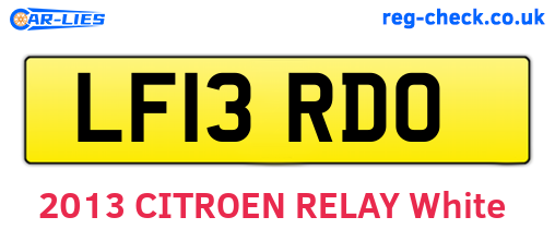 LF13RDO are the vehicle registration plates.