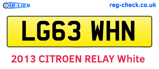 LG63WHN are the vehicle registration plates.