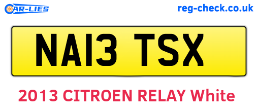 NA13TSX are the vehicle registration plates.