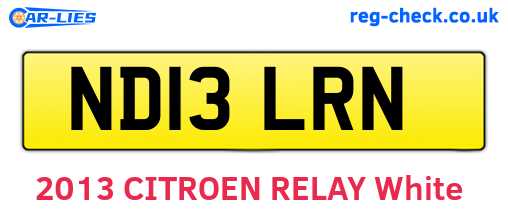 ND13LRN are the vehicle registration plates.