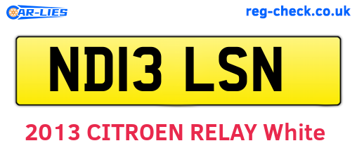 ND13LSN are the vehicle registration plates.