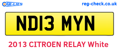 ND13MYN are the vehicle registration plates.