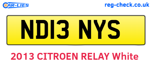 ND13NYS are the vehicle registration plates.