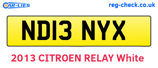 ND13NYX are the vehicle registration plates.