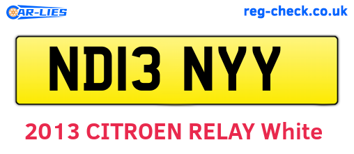 ND13NYY are the vehicle registration plates.