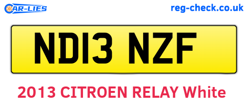 ND13NZF are the vehicle registration plates.