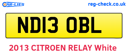ND13OBL are the vehicle registration plates.