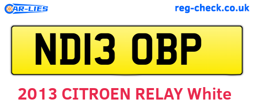 ND13OBP are the vehicle registration plates.