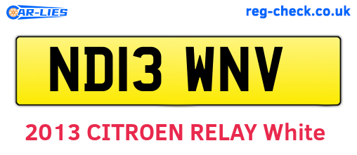 ND13WNV are the vehicle registration plates.