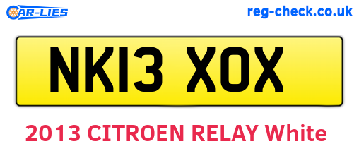 NK13XOX are the vehicle registration plates.