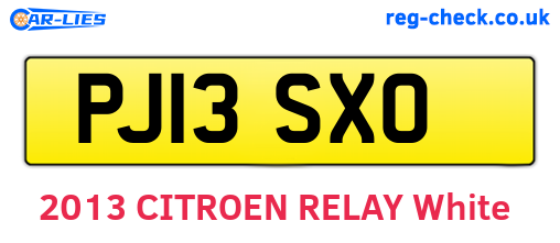 PJ13SXO are the vehicle registration plates.