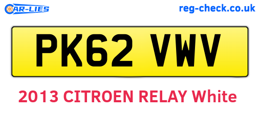 PK62VWV are the vehicle registration plates.
