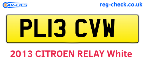 PL13CVW are the vehicle registration plates.
