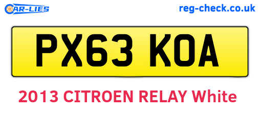 PX63KOA are the vehicle registration plates.