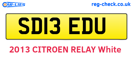 SD13EDU are the vehicle registration plates.