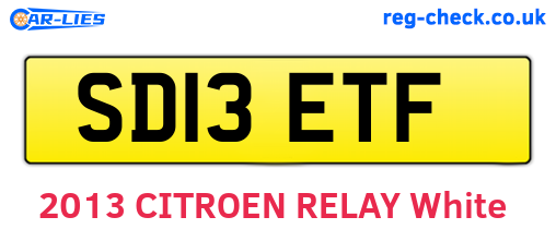 SD13ETF are the vehicle registration plates.