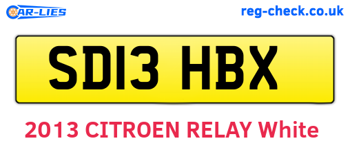 SD13HBX are the vehicle registration plates.
