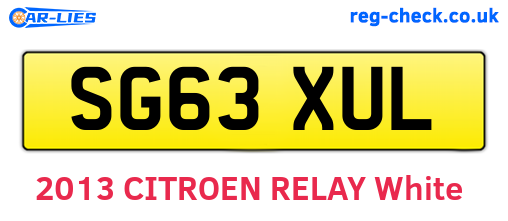 SG63XUL are the vehicle registration plates.