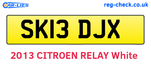 SK13DJX are the vehicle registration plates.