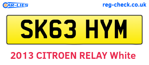 SK63HYM are the vehicle registration plates.