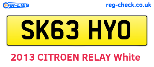 SK63HYO are the vehicle registration plates.