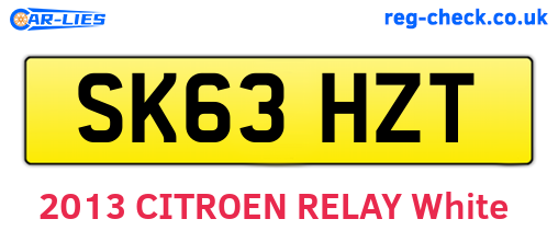 SK63HZT are the vehicle registration plates.