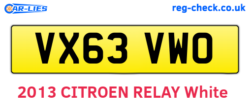VX63VWO are the vehicle registration plates.