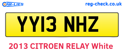 YY13NHZ are the vehicle registration plates.