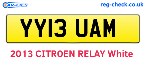 YY13UAM are the vehicle registration plates.