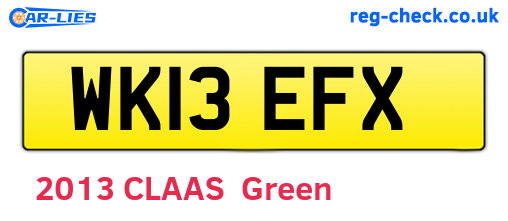 WK13EFX are the vehicle registration plates.