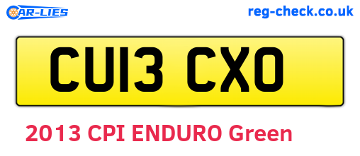 CU13CXO are the vehicle registration plates.