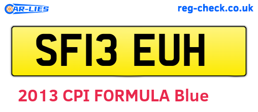 SF13EUH are the vehicle registration plates.