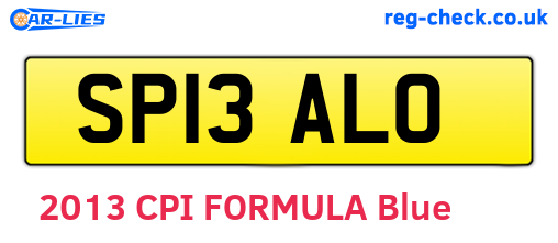 SP13ALO are the vehicle registration plates.