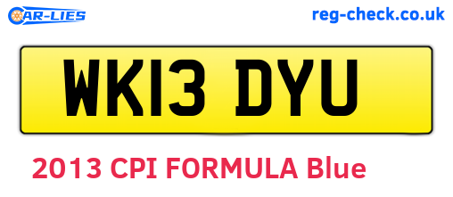 WK13DYU are the vehicle registration plates.