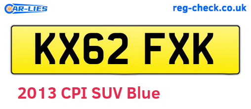 KX62FXK are the vehicle registration plates.