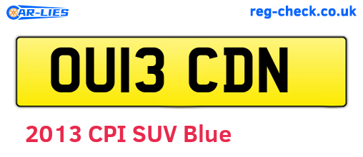 OU13CDN are the vehicle registration plates.